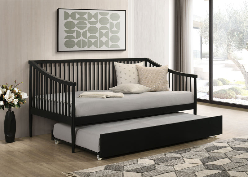 Diván Delgado Windsor Twin de Madera con Nido Negro
