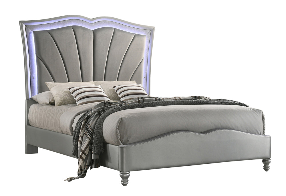 Chasina  Upholstered Bed with LED Lighting Grey