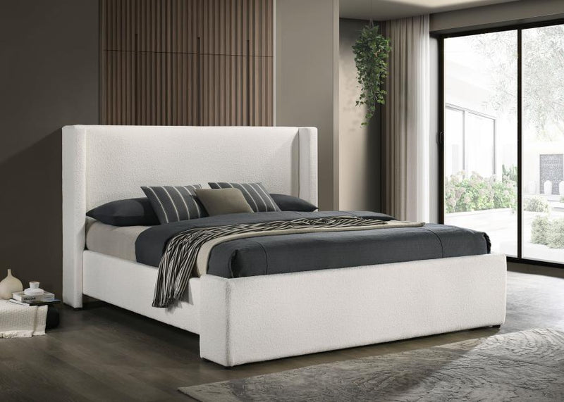 Alamosa Boucle Upholstered Wingback Platform Bed
