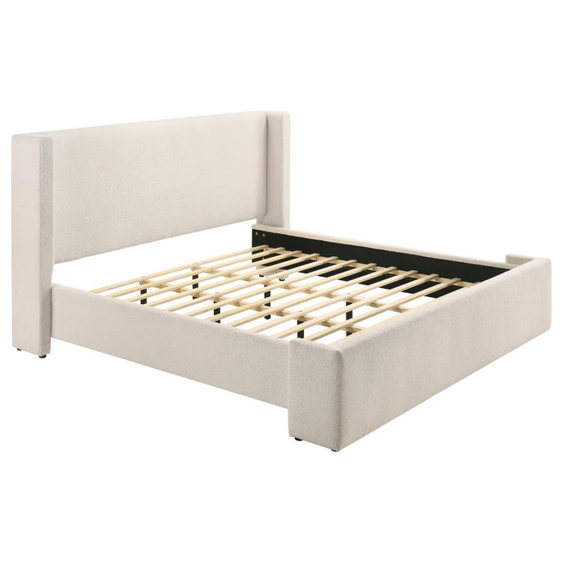 Alamosa Boucle Upholstered Wingback Platform Bed