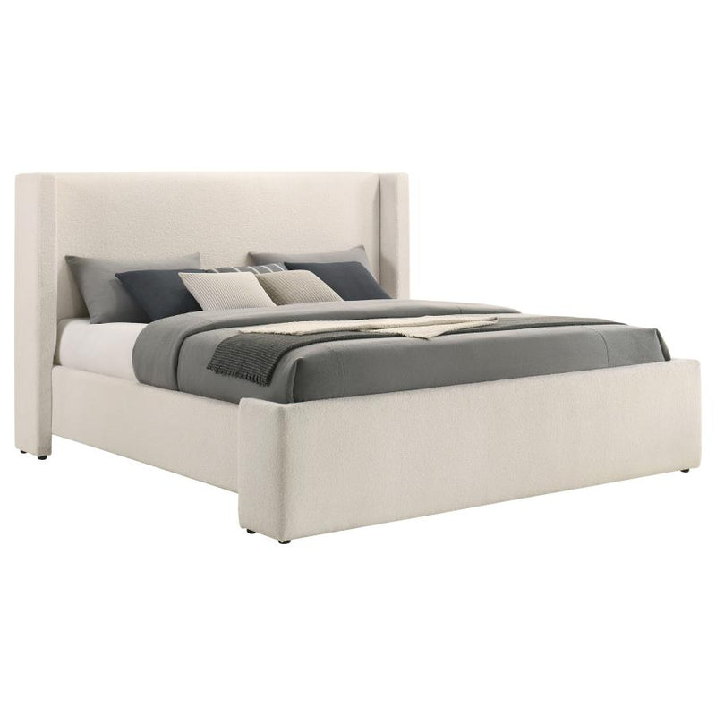 Alamosa Boucle Upholstered Wingback Platform Bed