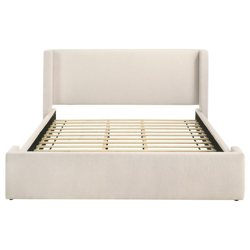 Alamosa Boucle Upholstered Wingback Platform Bed