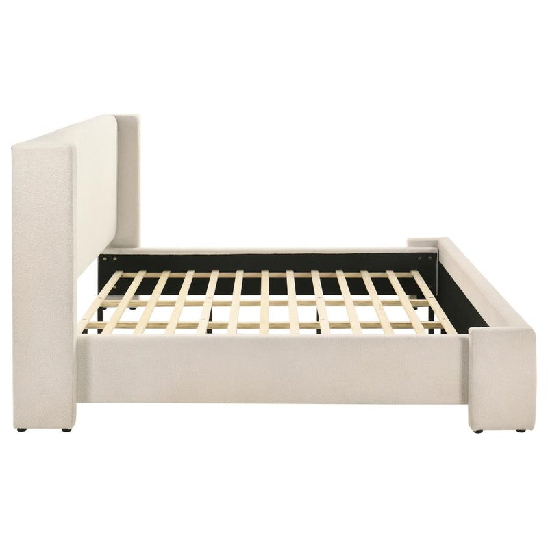 Alamosa Boucle Upholstered Wingback Platform Bed