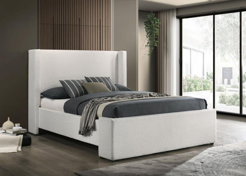 Alamosa Boucle Upholstered Wingback Platform Bed
