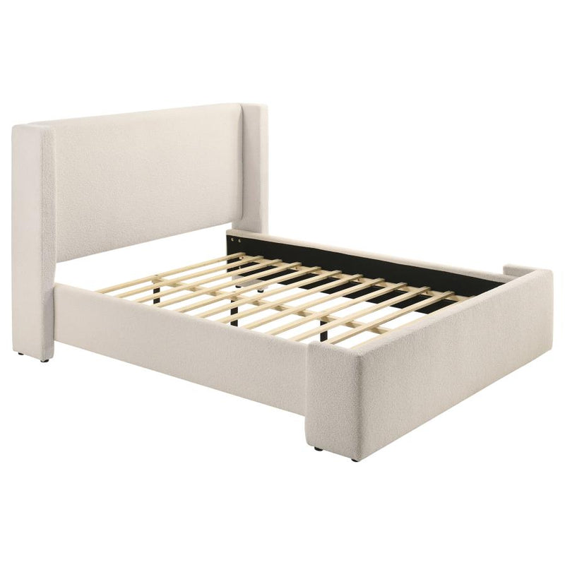 Alamosa Boucle Upholstered Wingback Platform Bed