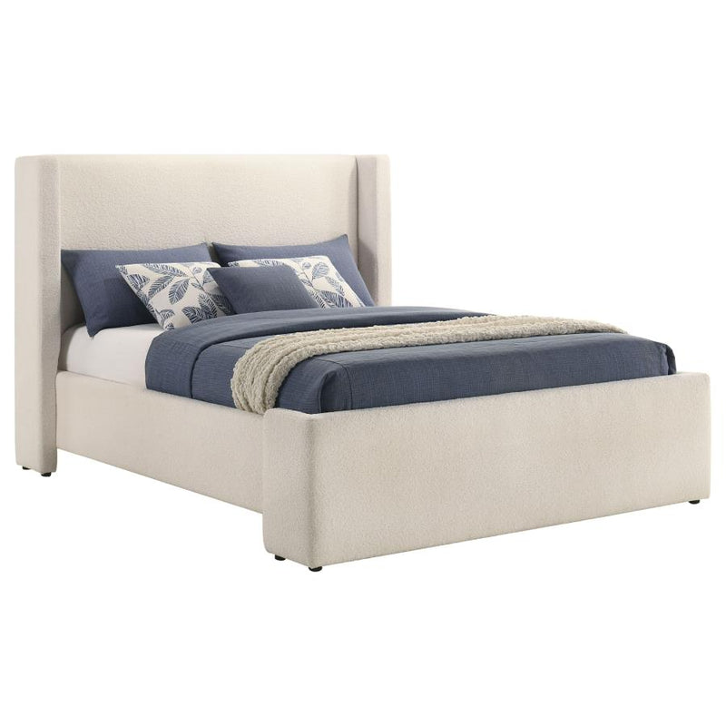 Alamosa Boucle Upholstered Wingback Platform Bed