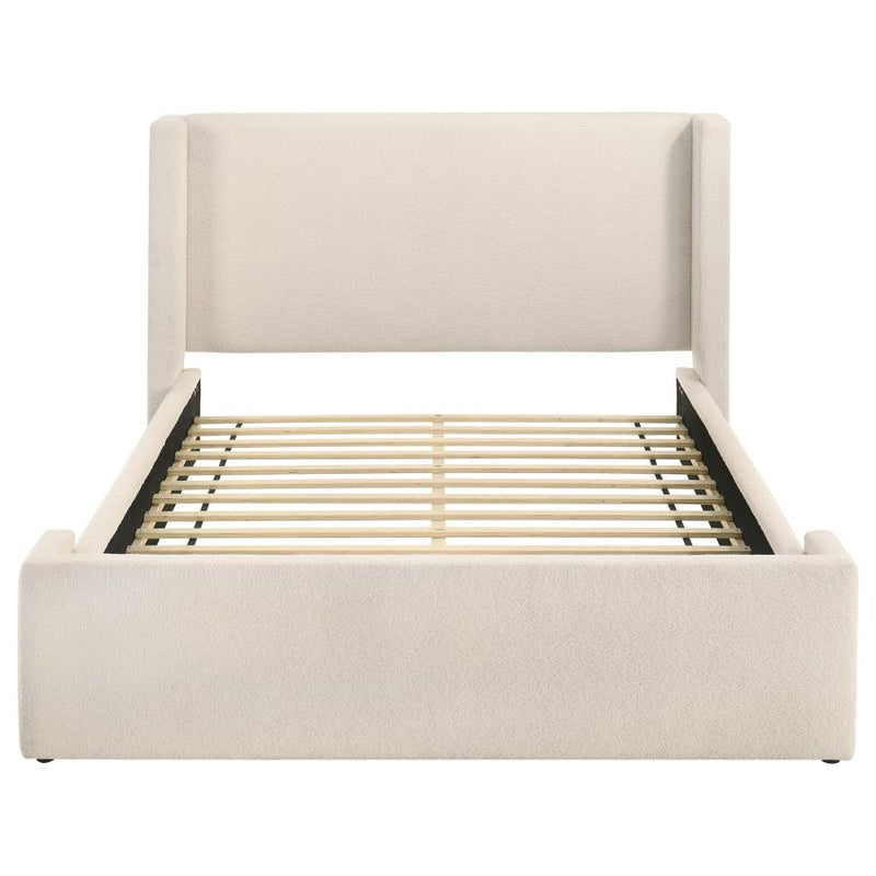 Alamosa Boucle Upholstered Wingback Platform Bed