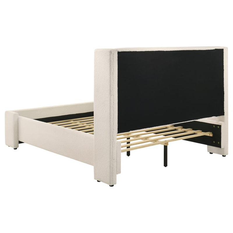 Alamosa Boucle Upholstered Wingback Platform Bed