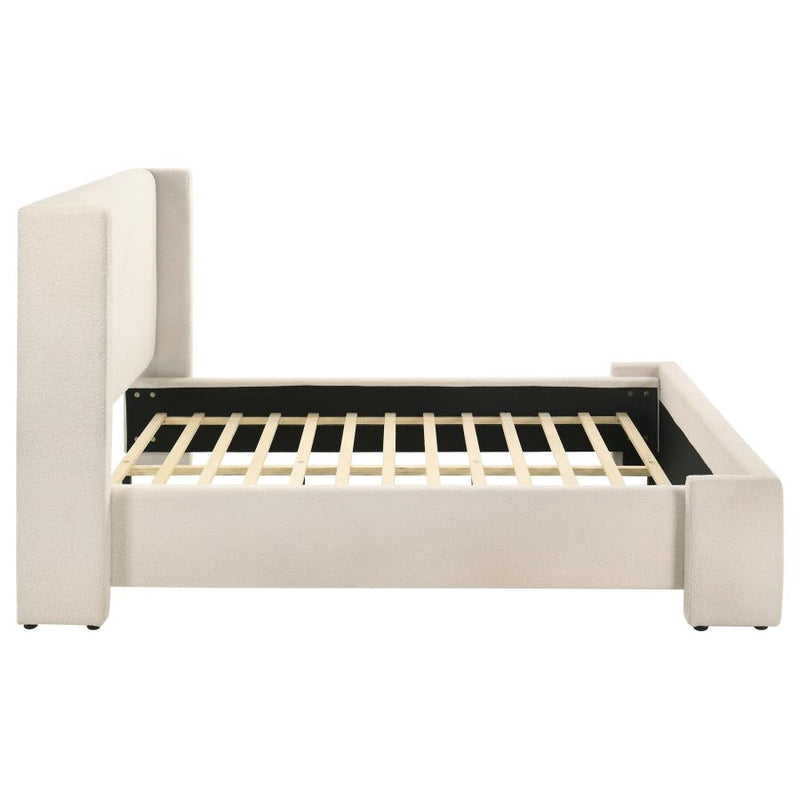 Alamosa Boucle Upholstered Wingback Platform Bed