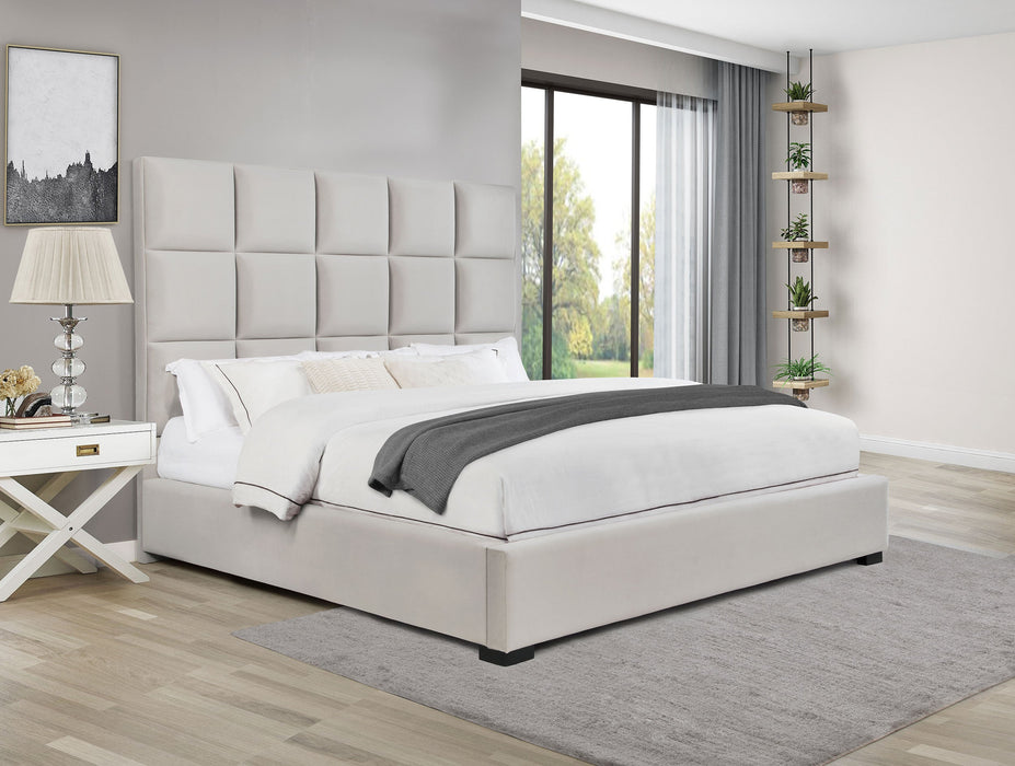 Panes Upholstered  Panel Bed Beige