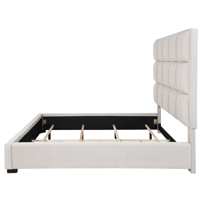 Panes Upholstered  Panel Bed Beige