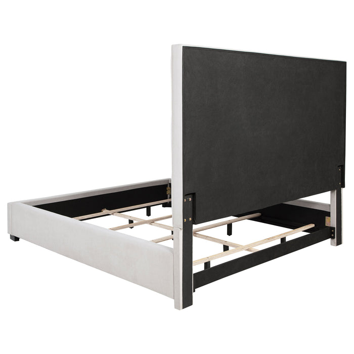 Panes Upholstered  Panel Bed Beige