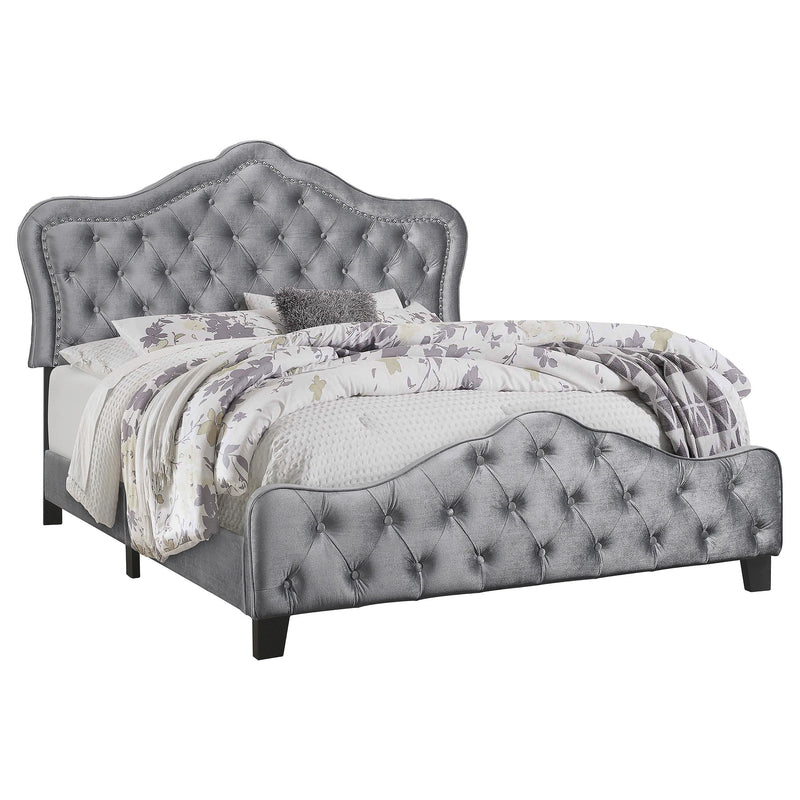Cama Bella con paneles tapizados, gris