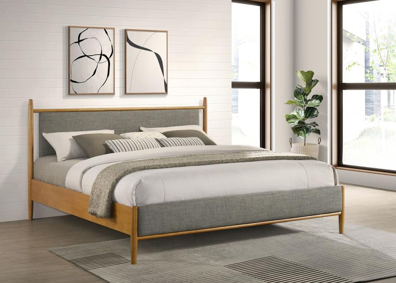 Mason 46-inch Panel Platform Bed Grey and Light Brown
