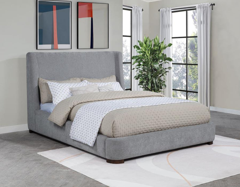 Rennes Upholstered Wingback Platform Bed Grey