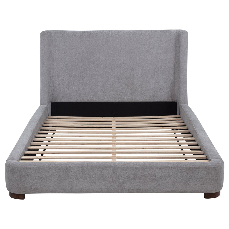 Rennes Upholstered Wingback Platform Bed Grey