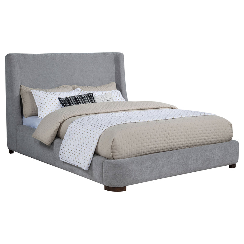 Rennes Upholstered Wingback Platform Bed Grey