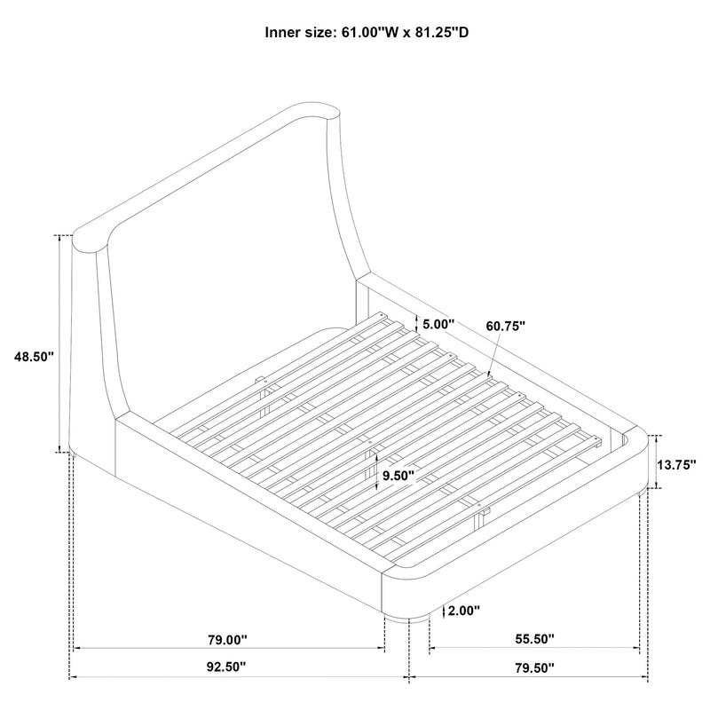 Rennes Upholstered Wingback Platform Bed Grey