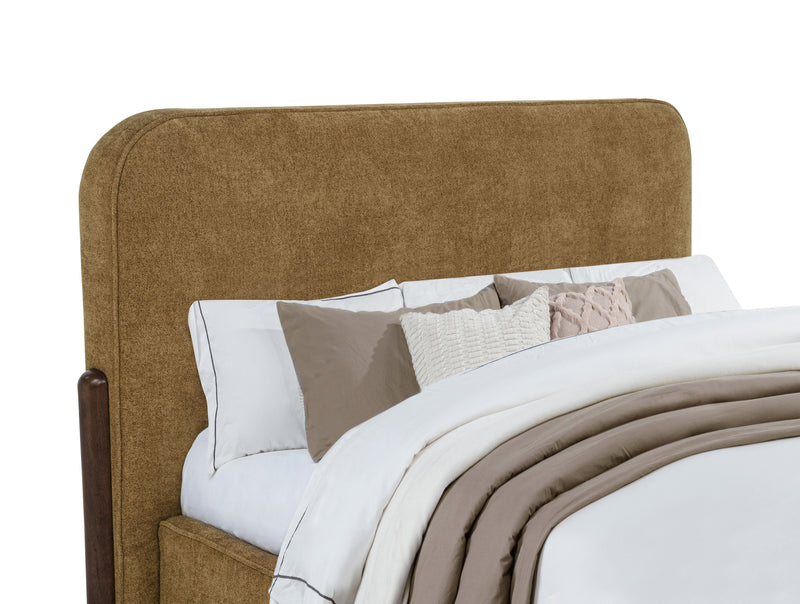 Cama de plataforma tapizada Baldacci Curry y Walnut