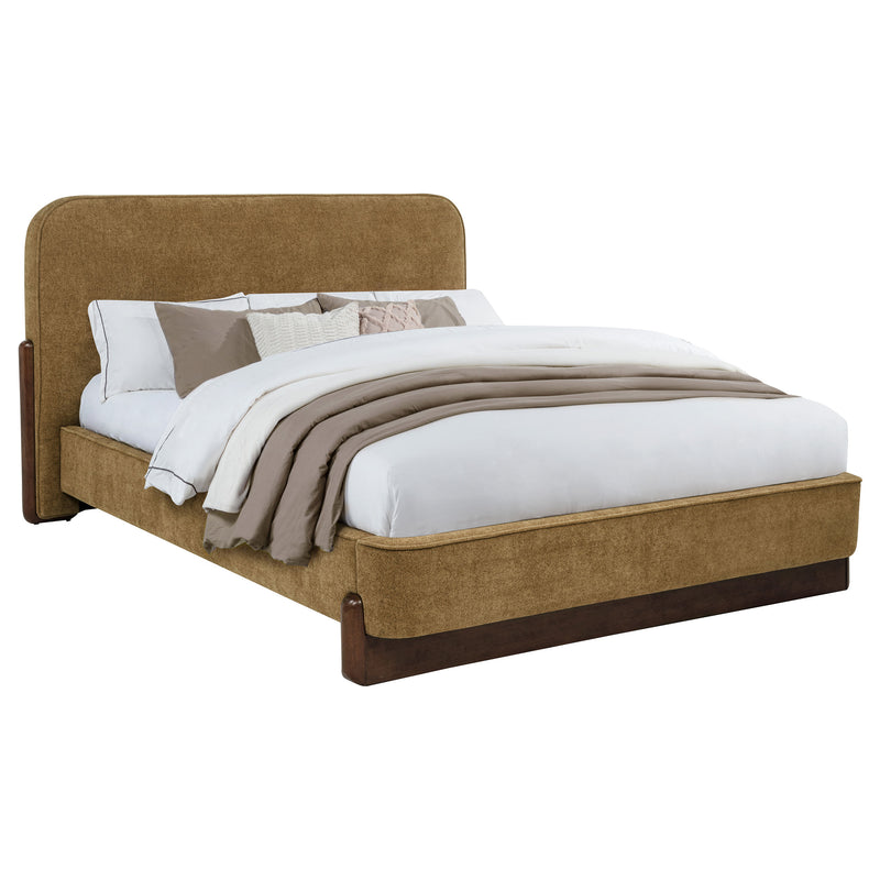 Cama de plataforma tapizada Baldacci Curry y Walnut