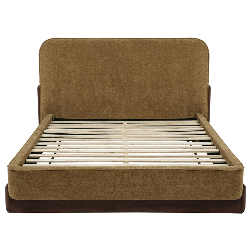 Cama de plataforma tapizada Baldacci Curry y Walnut