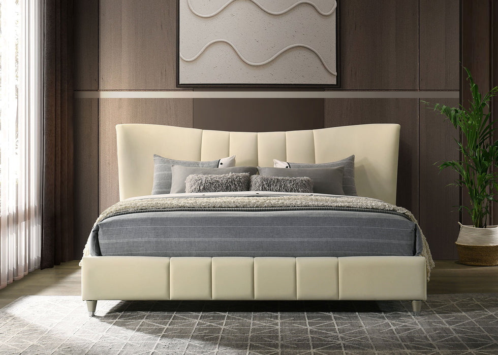 Evelyn Upholstered Panel Platform Bed Ivory