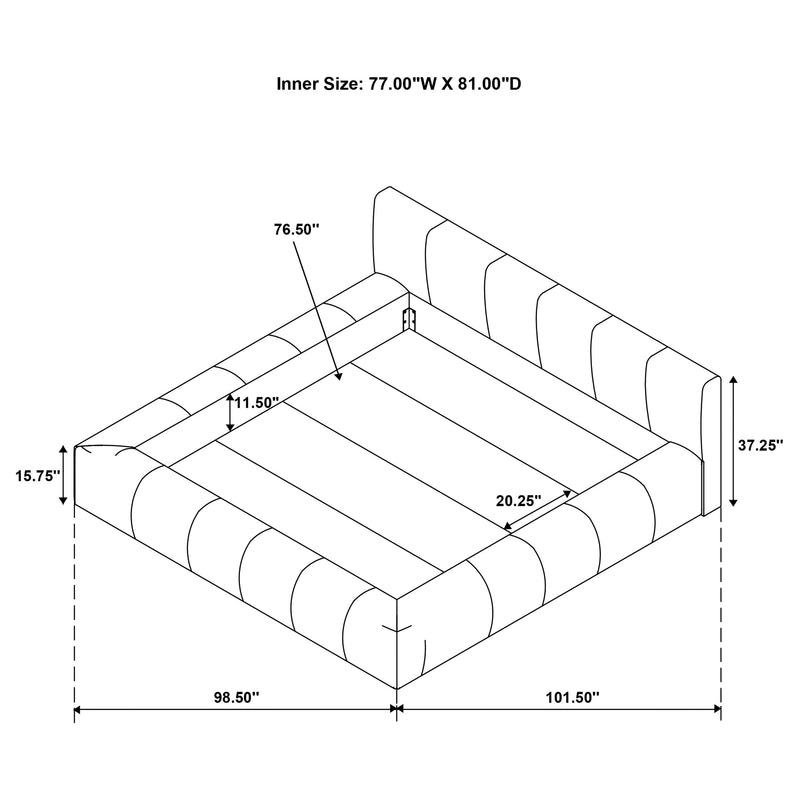 Base de cama tapizada Wilshire (gris)