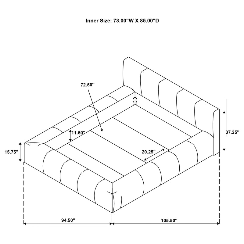 Base de cama tapizada Wilshire (gris)
