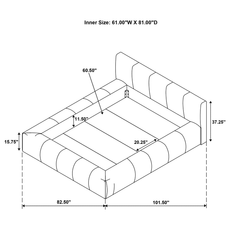 Base de cama tapizada Wilshire (gris)