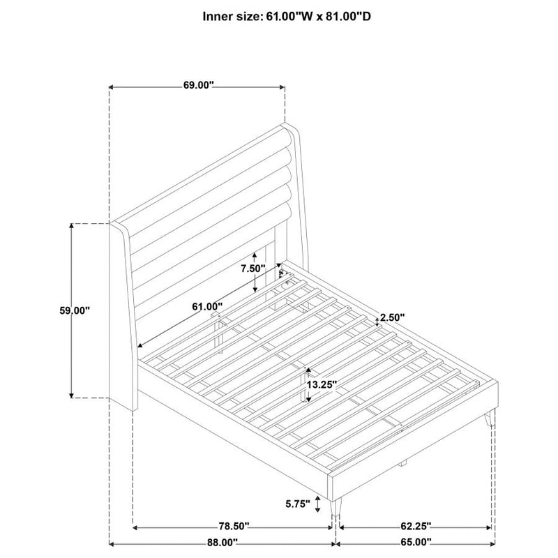 Leslie Upholstered Tufted Wingback Platform Bed