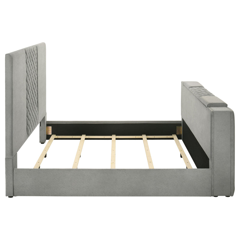 Tara 61-inch Upholstered Panel TV Bed Grey