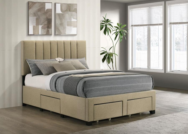 Wheatland 4-drawer Upholstered Storage Bed