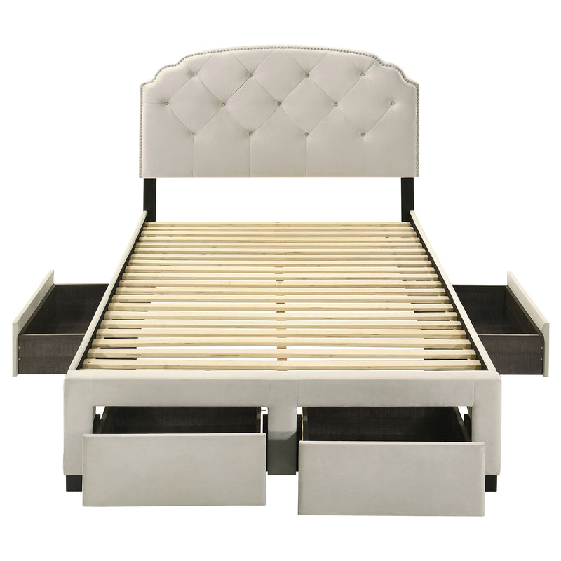 Marianna 4-drawer Upholstered Storage Bed Cream