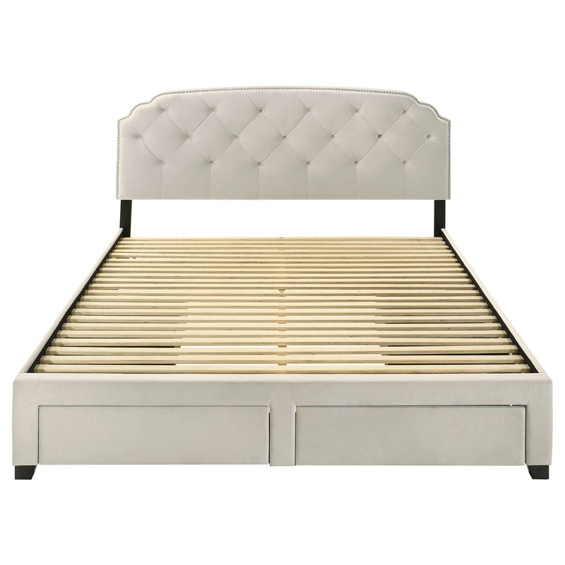 Marianna 4-drawer Upholstered Storage Bed Cream