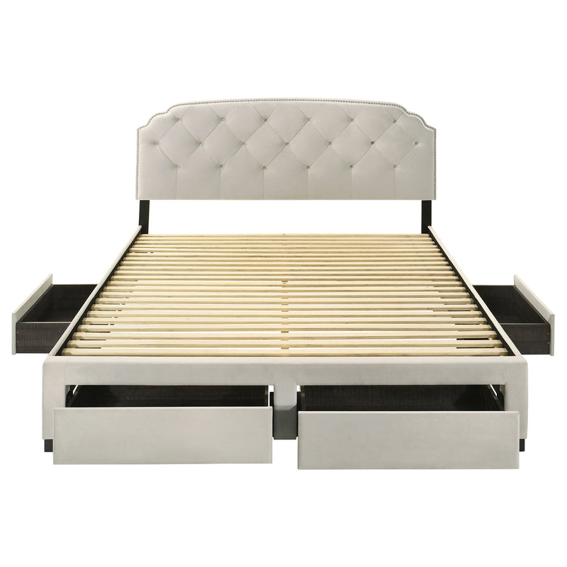 Marianna 4-drawer Upholstered Storage Bed Cream