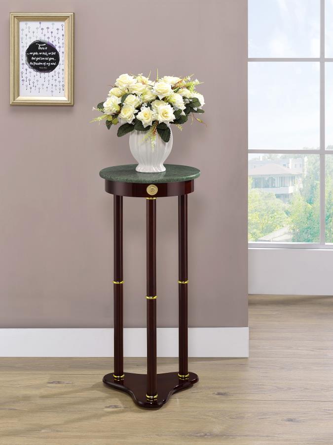 Soporte para plantas redondo con tapa de mármol Edite Merlot