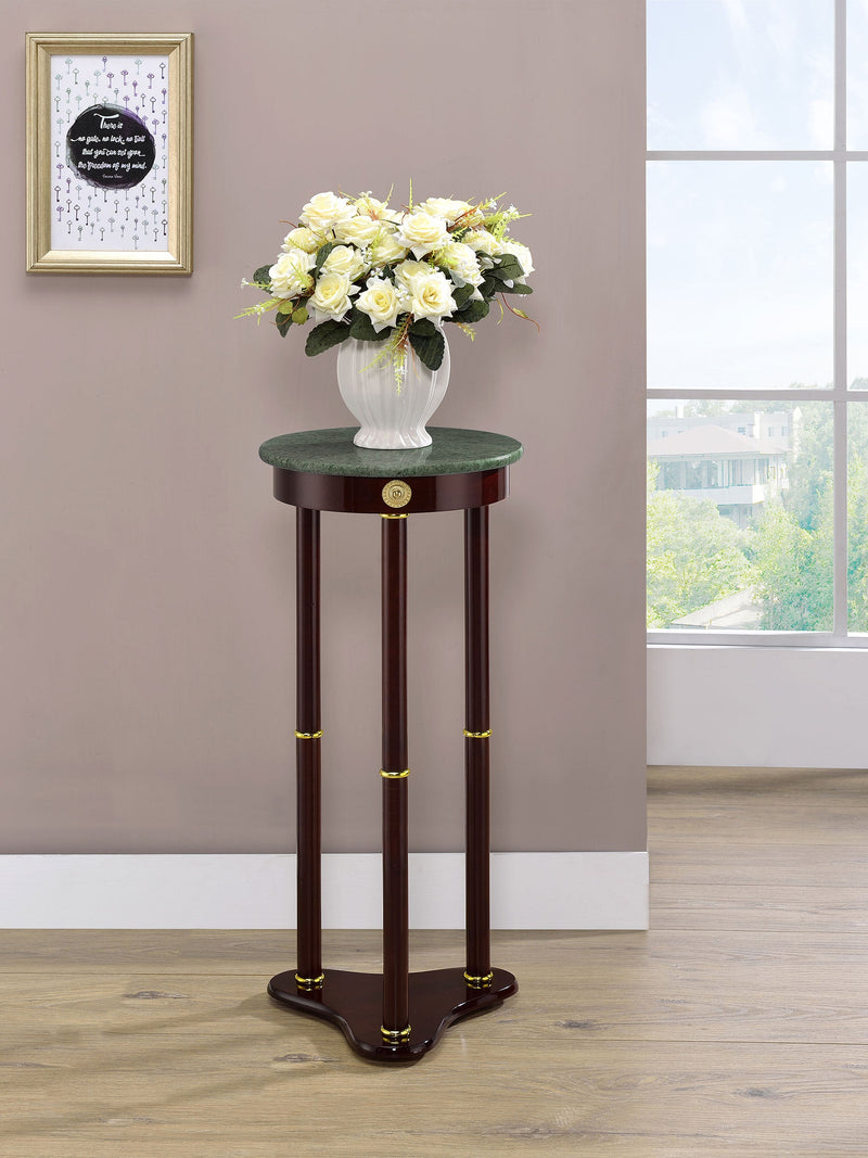 Soporte para plantas redondo con tapa de mármol Edite Merlot