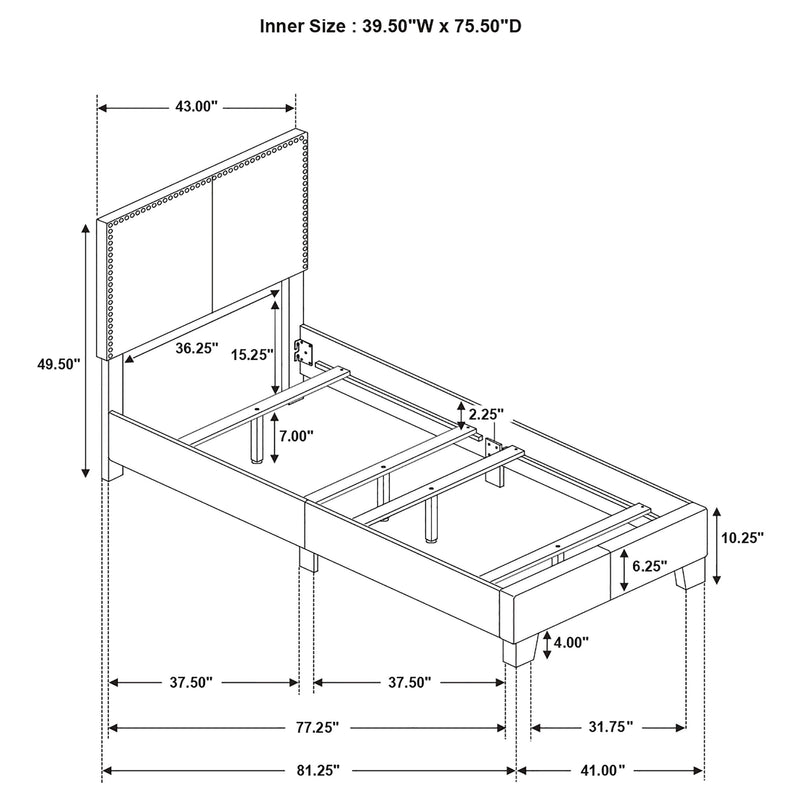 Cama Boyd tapizada con paneles