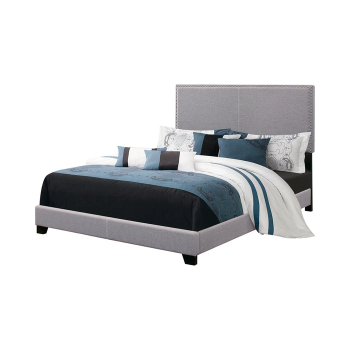 Boyd  Upholstered Bed with Nailhead Trim Grey