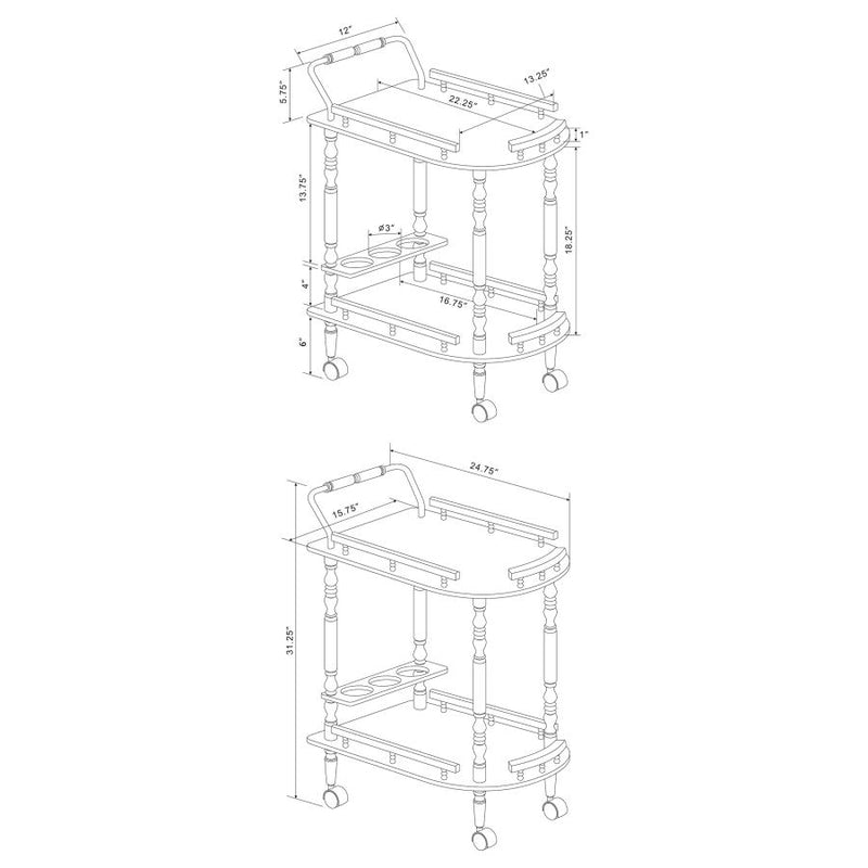 Palmer 2-tier Rectangular Wood Bar Cart
