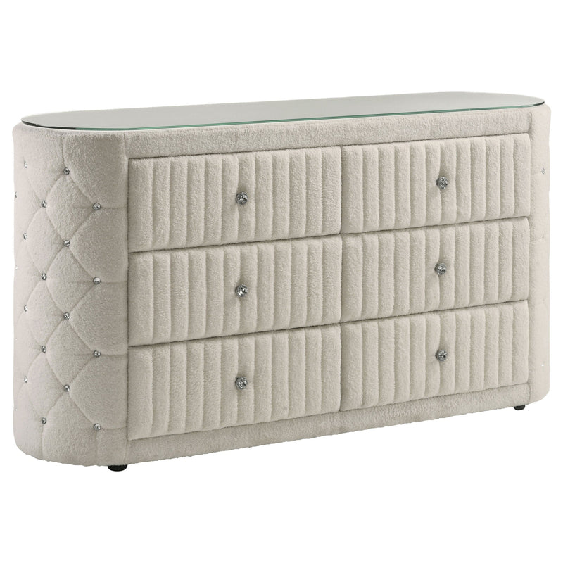 Juego de dormitorio tapizado Sonya Color marfil