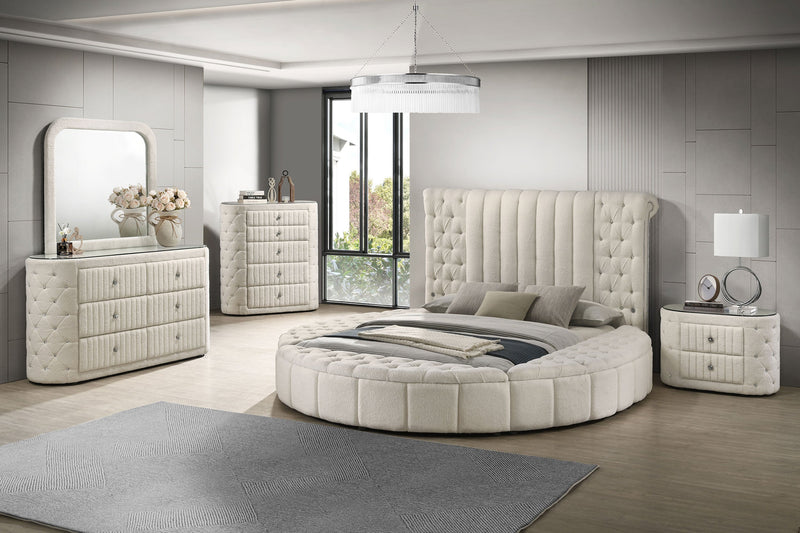 Juego de dormitorio tapizado Sonya Color marfil