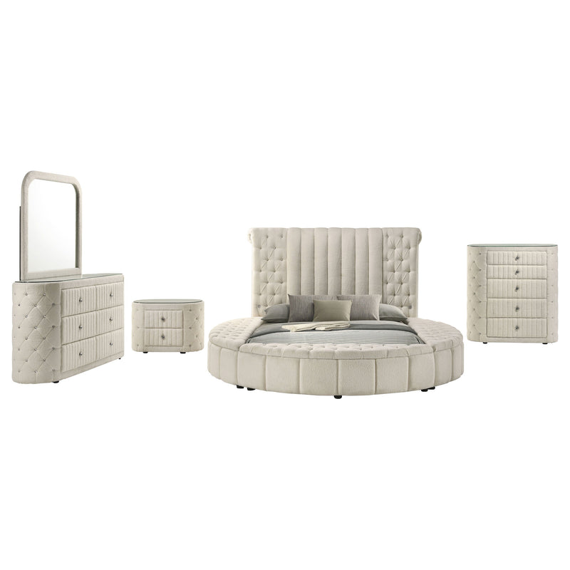 Juego de dormitorio tapizado Sonya Color marfil