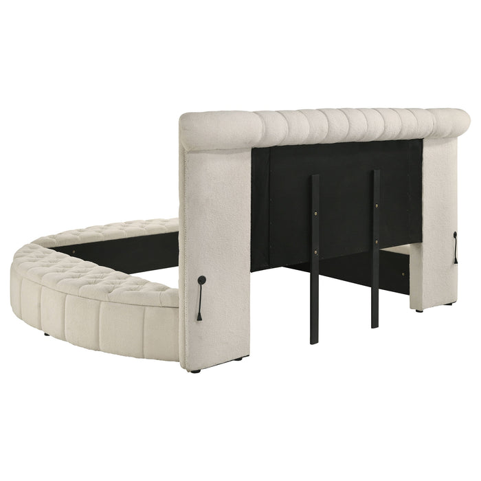 Sonya Upholstered  Round Storage Bed Ivory