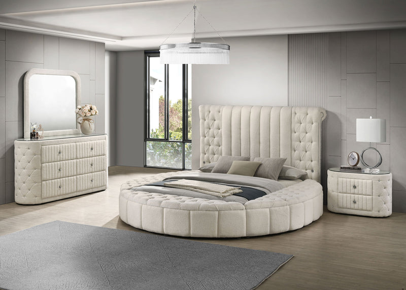 Juego de dormitorio tapizado Sonya Color marfil