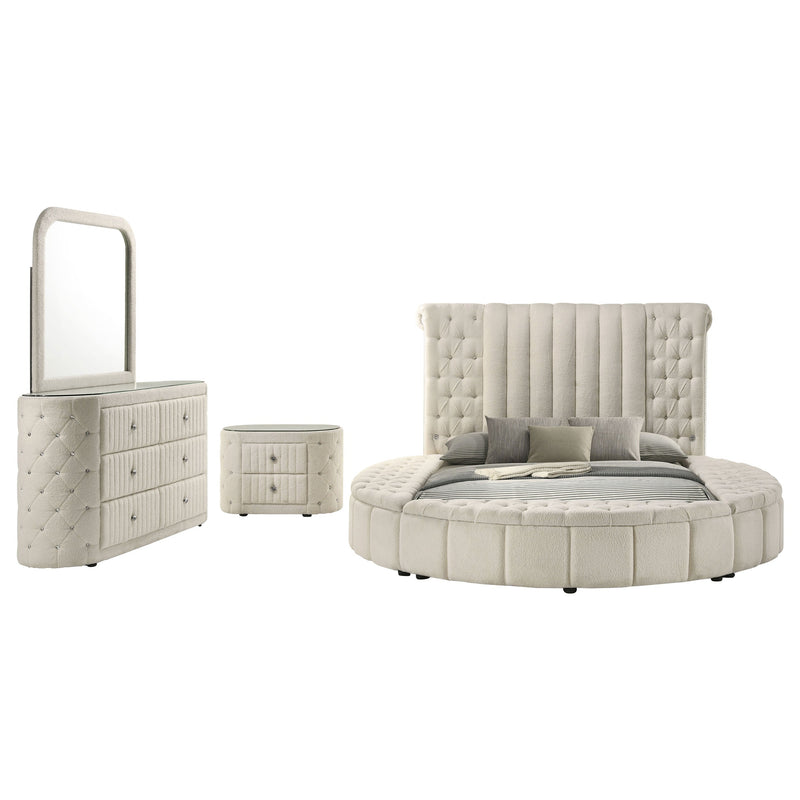 Juego de dormitorio tapizado Sonya Color marfil