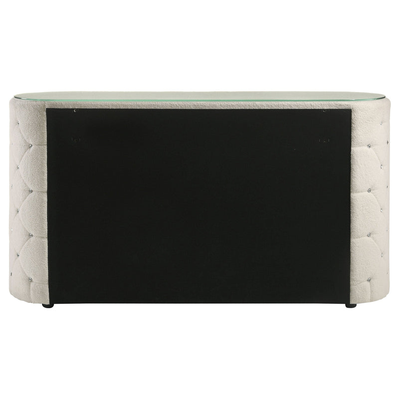 Cómoda de dormitorio tapizada de 6 cajones Sonya color marfil