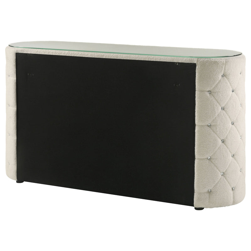 Cómoda de dormitorio tapizada de 6 cajones Sonya color marfil