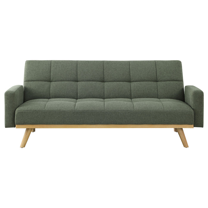 Kourtney Upholstered Track Arms Covertible Sofa Bed Sage Green