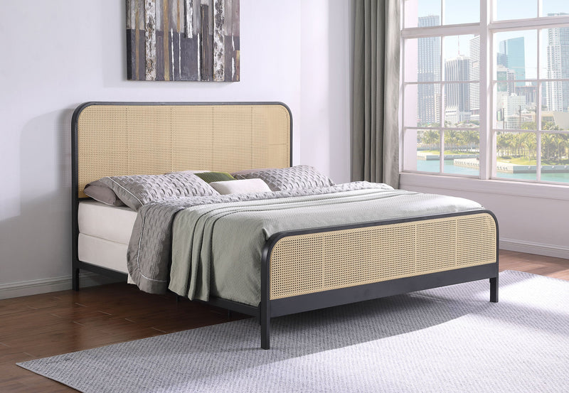 Cama de metal Lanewood con rejilla de caña abierta